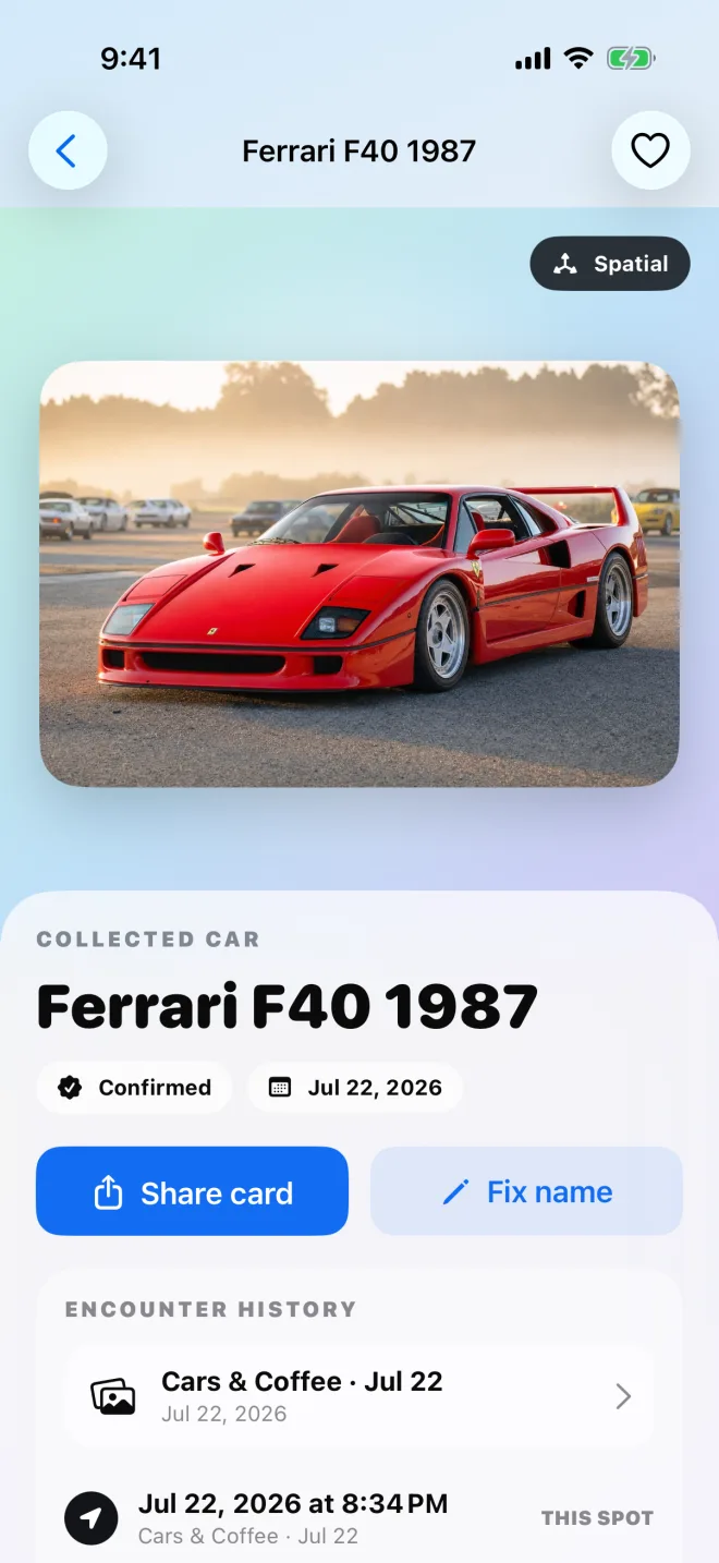 Ferrari F40 collection detail showing two sightings